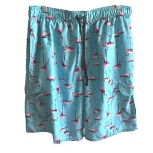 Beverly Hills Polo Club Flamingo Swim Trunks L Mesh Lined Tropical‎ Beach Shorts